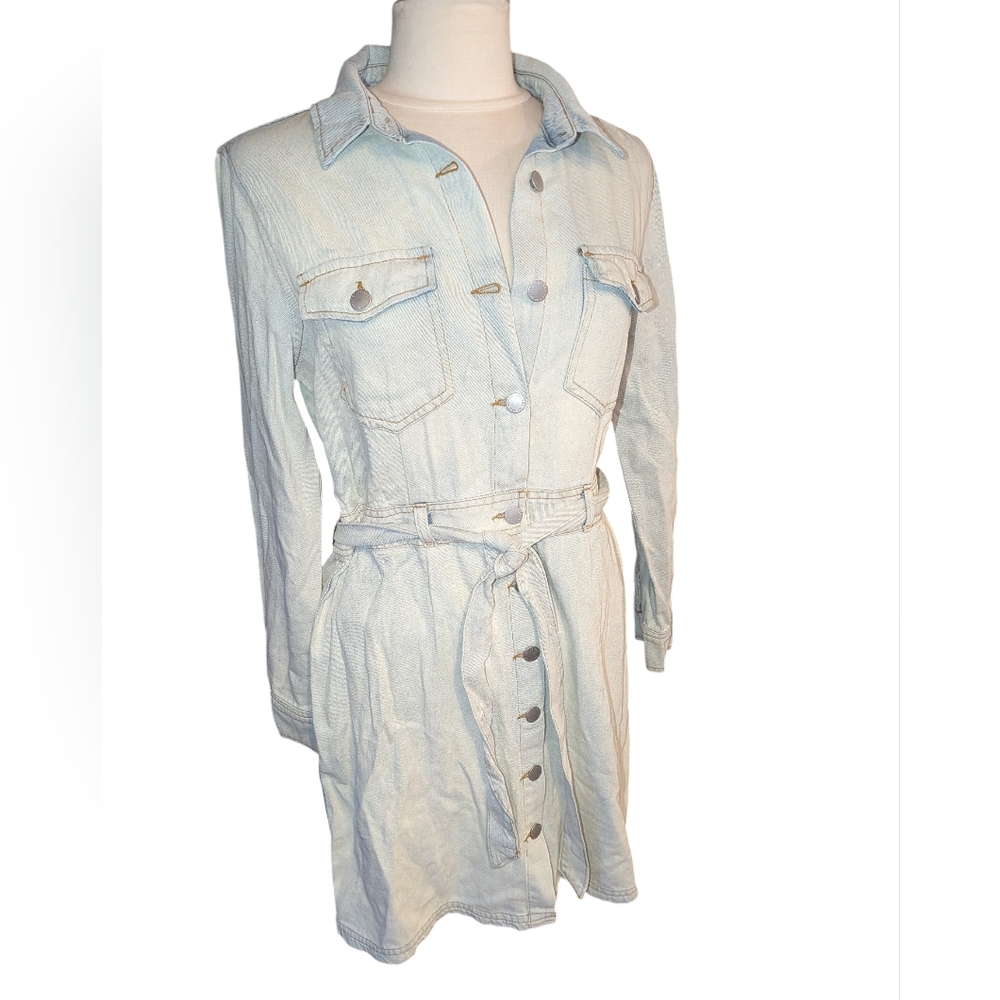 Velvet Heart Denim Long sleeve Button Front Belted Dress Size M NWT